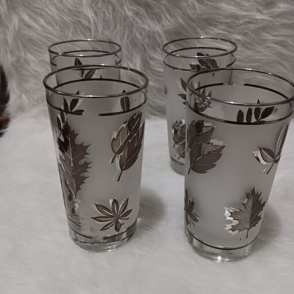 Libbey Silver Wheat Frosted Glasses Mid Century - Picture 1 of 4